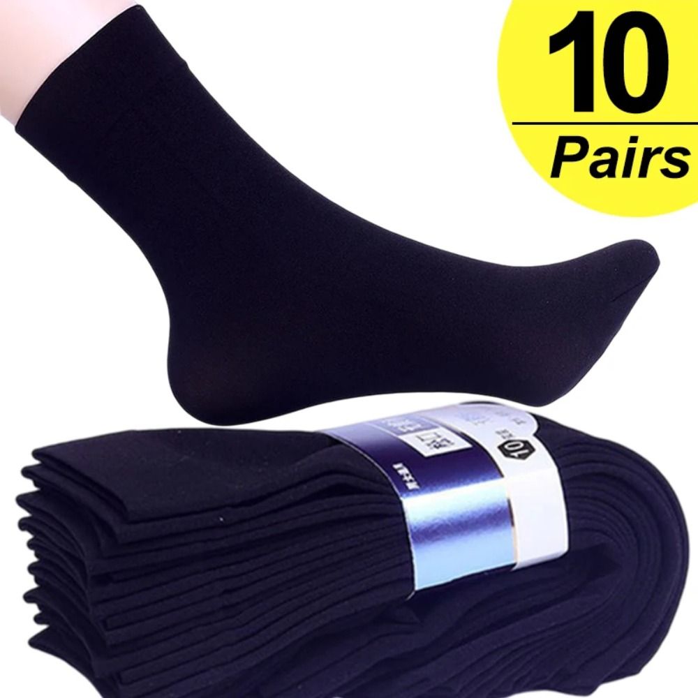 Silk Sock Bamboo - 10足組 ファッション通気性メンズアイスシルクソックス ソフトで伸縮性のある無地ビジネスソックス 竹繊維ソックス
