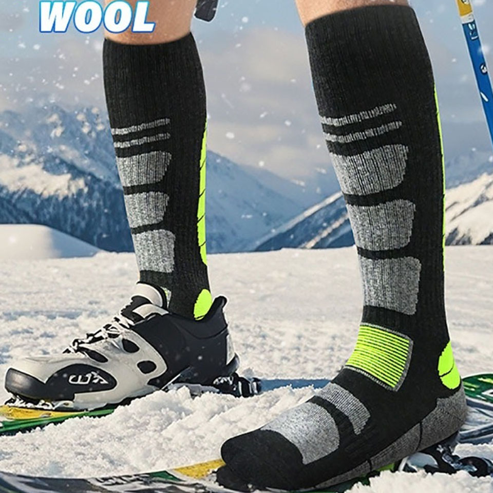 Wool Hiking Sock - GTUBIKE メリノウールサーマルソックス メンズ レディース 冬用ロングウォームコンプレッションソックス スキー