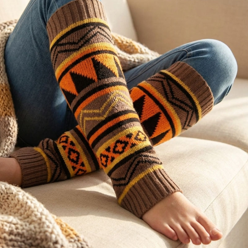 1-4ペア ボヘミアン風チャンキーニット ミッドカーフ レッ - Boot Sock Slouchy のレビューと価格