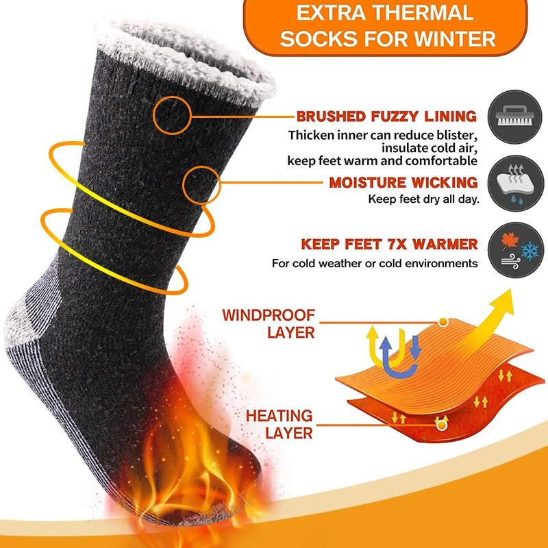 3 ペアの高品質の厚い冬の雪のアウトドアスポーツソックス男性 - Thermal Sock Winter のレビューと価格