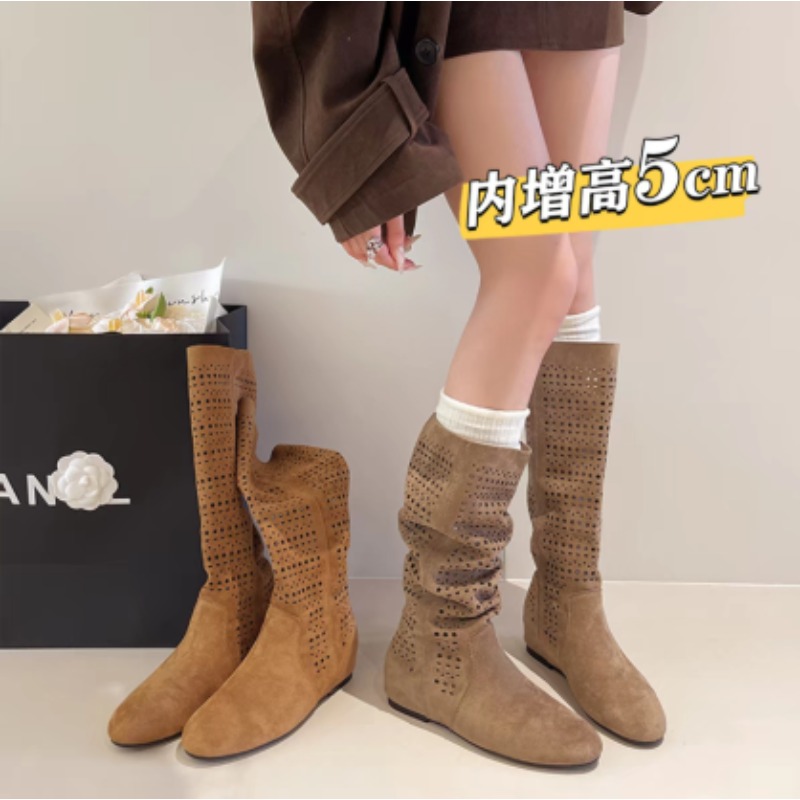 ボヘミアンスタイルの女性用スラウチーニーハイブーツ、中空デザ - Boot Sock Slouchy のレビューと価格