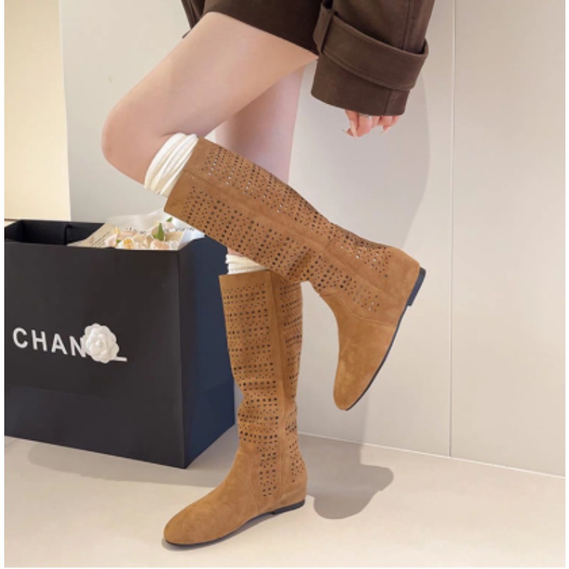 ボヘミアンスタイルの女性用スラウチーニーハイブーツ、中空デザ - Boot Sock Slouchy のレビューと価格